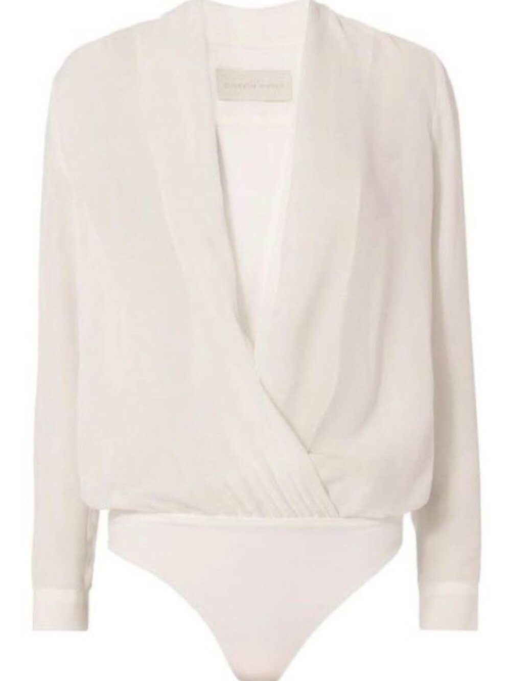 Michelle Mason elegant grey/silver silk v-neck blouse size 4